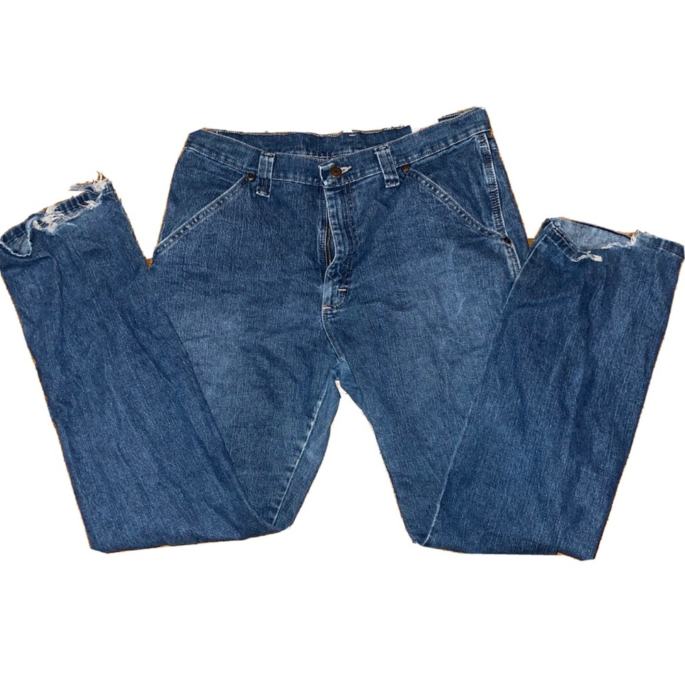 Mens Wrangler Denim Jeans Vintage Sz 32 X 32 Side Pockets Rare Design Straight